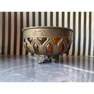Amber and Metal Decorative Bowl